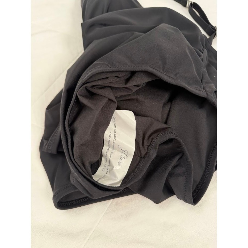 J.Crew Ruched V-Neck One-Piece Swimsuit Black NWT Womens Large - Picture 8 of 8